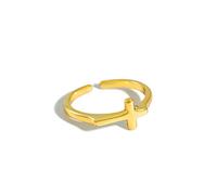 MAYIYAHO Offener Ring aus 925er Sterlingsilber, minimalistischer Kreuzring, einfache verstellbare Ringe für Frauen, christliches Geschenk, Knöchelschmuck