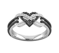MAYIYAHO Schwarz Edelstahl Herz Paar Ringe für Frauen Mann breit Ehering Zirkon Set Liebhaber Ring Schmuck