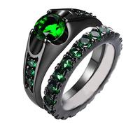 MAYIYAHO Smaragdgrüner Zirkon Paar Ringe für Frauen Jewlery Braut Sets Mann Balck Eheringe Drachenmuster Edelstahlring
