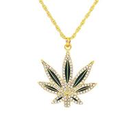 MAYIYAHO Strass Weed Anhänger Halskette Männer Ahorn Blatt Hanf Halsketten Punk Hiphop Gold Farbe Ketten für Jungen Männlich Steampunk Schmuck