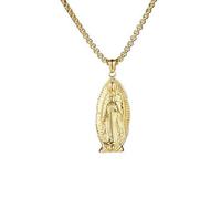 MAYIYAHO Titan Stahl Jungfrau Maria Gold Anhänger Halskette Religiöser Schmuck Herren Anhänger Hip Hop Punk Gold Silber