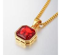 MAYIYAHO Titanstahl Kleine Rot Schwarz Quadrat Edelstein Anhänger Halskette Hip Hop Metall Frauen Männer Schmuck Mode Stil