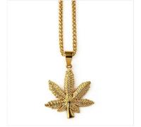 MAYIYAHO Weed Stück HalskettenAnhänger Hellgelbgold Farbe Kette Trendige Neue Männer Schmuck Frauen Goldene Kette Bling Anhänger Schmuck