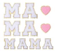MAYJOYDIY 10 Stück Mama Herz Aufbügler Mama Buchstaben Aufnäher Zum Aufnähen Rosa Liebesherz Bestickter Aufnäher Reparatur Applikation Für Kleidung Mütze Hemd Tasche Jacke Jeans Muttertagsdeko
