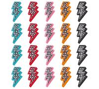 MAYJOYDIY 20 Stück Blitz Patches Mit Paillettenkanten 5 Farbe Blitz Leopardenmuster Chenille Bolt Aufnäher Zum Aufbügeln Bestickte Applikation Für DIY Hüte Taschen Kleidung Hosen Kunsthandwerk Nähen