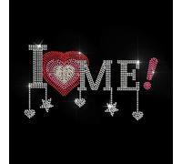 MAYJOYDIY „I“ und „ME“ Text Strass Aufbügeln Hotfix Transfer Liebe Design Glitzer DIY Aufnäher Stern Ausrufezeichen Kleidung Reparatur Hot Fix Applikation für T-Shirt Jacke Tasche Jeans Craft