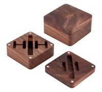 MAYJOYDIY Quadratische Manschettenknopf Krawattenklammer Box Aus Walnussholz 6×6×3.1cm Magnetisches Manschettenknopf Tragbare Zubehörbox Mit Magnetverschluss Für Die Aufbewahrung Im Büro Und Zu Hause