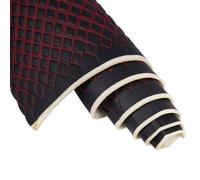 MAYJOYDIY Schwarzes Gesticktes Schaumstoff Fabric Kunstleder Fabric 2×1.5cm Leder Stoffe mit Roten Stichen für Auto Automobil Innenausstattung Möbel Polsterung, Classic Rhombus