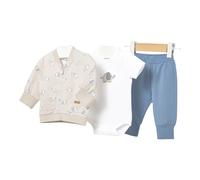 Mayoral 3-tlg. Set Body kurzarm, Sweatjacke und Jogginghose Elefanten 56 beige/blau