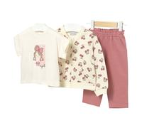 Mayoral Baby 3-tlg. Set T-Shirt, Sweatjacke und Jogginghose Kirschen 68 rosa/natur