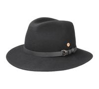 Mayser Baron Georgia Wool Outdoorhut Herren - Made in The EU Rollhut Wollhut Reisehut mit Lederband, Lederband Winter Frühling-Sommer Herbst-Winter - 60 cm schwarz