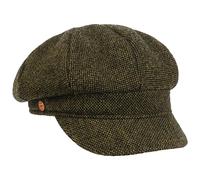 Mayser Coco Tweed Ballonmütze Schirmmütze Baker-Boy-Mütze Newsboy-Mütze Damencap Damen - Made in The EU mit Schirm, Futter, Futter Herbst-Winter - L (59-60 cm) grün