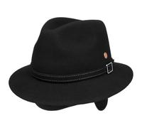 Mayser Dale Trekking Wollhut Wollfilzhut Herrenhut Travellerhut Damen/Herren - Made in The EU mit Ohrenklappen Herbst-Winter - 57 cm schwarz