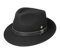 Mayser Denver Bogarthut Wollhut Fedora Outdoorhut Packable Lederband Made in EU Herren Sommer Winter schwarz 57 cm