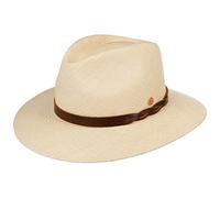 Mayser Enrico Traveller Panamahut Panamastrohhut Strohhut Sonnenhut Sommerhut Herren - Made in The EU mit Lederband Sommer Frühling-Sommer - 60 cm Natur