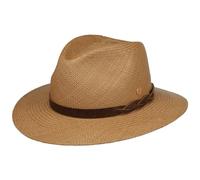 Mayser Enrico Traveller Panamahut Panamastrohhut Strohhut Sonnenhut Sommerhut Herren - Made in The EU mit Lederband Sommer Frühling-Sommer - 59 cm Hellbraun
