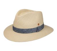 Mayser Gero Contrast Band Panamahut Strohhut Panamastrohhut Sommerhut Sonnenhut Damen/Herren - Made in The EU Frühling-Sommer Sommer - 55 cm Natur-blau