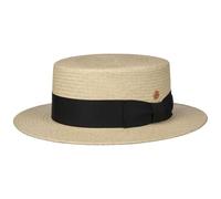 Mayser Gondolo Panamahut Strohhut Flache Krone Schleife Made in EU Damen Herren Sommer Natur S (54-55 cm)