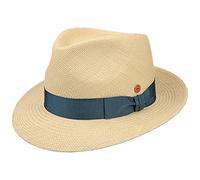 Mayser Manuel Brisa Panamahut Strohhut Sonnenhut Sommerhut Herrenhut Panamastrohhut Damen/Herren - Made in The EU mit Ripsband, Ripsband Sommer Frühling-Sommer - 54 cm Natur-blau