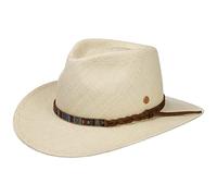 Mayser Maxwell Western Panamahut Panamastrohhut Sommerhut Sonnenhut Strandhut Westernhut Cowboyhut Damen/Herren - Made in The EU mit Lederband Sommer Frühling-Sommer - M (56-57 cm) Natur