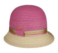 Mayser Nanni Twotone Strohhut Sonnenhut Sommerhut Glockenhut Gartenhut Damenhut Damen - Made in The EU mit Ripsband Sommer Frühling-Sommer - One Size pink