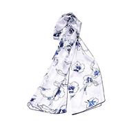 MayTree Seidenschal aus 100% Maulbeer-Seide - Modell Hibiskus Blau 55x175 - Luxuriöser Damenschal - Eleganter Stola für Damen - Luxus und Komfort für Erwachsene