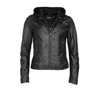 Lederjacke MAZE "42021133" Gr. 3XL, schwarz, Damen, Obermaterial: 100% Lammleder / Innenfutter: 100% Polyester / Kapuze: 55% Baumwolle, 45% Polyester, Jacken (26135932-XXXL) schwarz