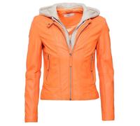 Lederjacke MAZE "42021133", Damen, Gr. S, orange (tiger orange), Obermaterial: 100% Lammleder; Innenfutter: 100% Polyester; Kapuze: 55% Baumwolle, 45% Polyester, Jacken (18443027-S) tiger orange