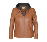 Lederjacke MAZE "42021318", Damen, Gr. 50, braun (cognac), Obermaterial: 100% Lammleder / Futter: 100% Baumwolle / Ärmelfutter: 100% Polyester / Kapuze: 55% Baumwolle; 45% Polyester, Jacken (59337357-