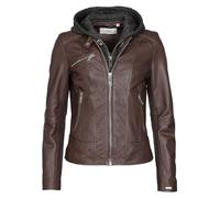 Lederjacke MAZE "Mico", Damen, Gr. XXL, braun (schwarz braun), Obermaterial: 100% Lammleder; Innenfutter: 100% Polyester; Kapuze: 55% Baumwolle, 45% Polyester, Jacken (96445868-XXL) schwarz braun