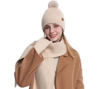 MAZELIKEHOOD Hutschalhandschuhe Set für Frauen 3pcs Damen Winter warmes Strick -Mütze Hut Handschuhe Schal Halswärmer 3 in 1 kaltem Wetter Set