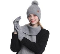 MAZELIKEHOOD Hutschalhandschuhe Set für Frauen 3pcs Damen Winter warmes Strick -Mütze Hut Handschuhe Schal Halswärmer 3 in 1 kaltem Wetter Set