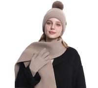 MAZELIKEHOOD Hutschalhandschuhe Set für Frauen 3pcs Damen Winter warmes Strick -Mütze Hut Handschuhe Schal Halswärmer 3 in 1 kaltem Wetter Set