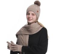 MAZELIKEHOOD Hutschalhandschuhe Set für Frauen 3PCS Ladies Winter warmes Strick -Mütze Hut Schal Halswärmer Handschuhe 3 in 1 kaltem Wetter Set