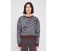 Mazine Baumwollstrickpullover Zebra braun-blaugrün M