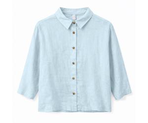 Mazine Damen 3/4 Sleeve Linen Bluse (Größe S, blau)