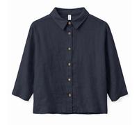 Mazine Damen 3/4 Sleeve Linen Bluse (Größe XS, blau)