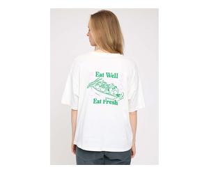 MAZINE Damen-Oversized-T-Shirt 'Back Print' mit Rundhalsausschnitt, eat well, Gr. S