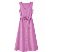 Mazine Damen Sleeveless Linen Maxi Kleid (Größe M, rosa)