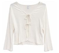 Mazine Damen Wide Sleeve Crinkle Bluse (Größe XS, weiss)