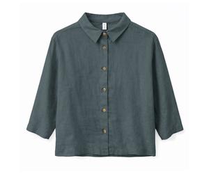 Mazine - Women's 3/4 Sleeve Linen Shirt - Bluse, Gr. S, grau (Bottle)