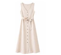 Mazine - Women's Sleeveless Linen Maxi Dress - Kleid, Gr. S, beige (Moon)