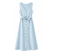 Mazine - Women's Sleeveless Linen Maxi Dress - Kleid, Gr. S, grau (PastelBlue)