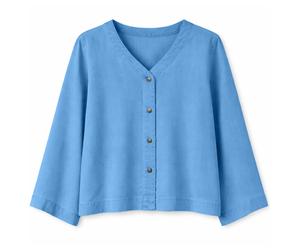 Mazine - Women's V-Neck Tencel Blouse - Bluse, Gr. S, blau (DarkBlueWash)