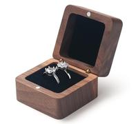 MAZYPO Hochzeitsring-Box aus Holz für 2 Massivholz, Flip-Schmuckaufbewahrung, Vintage-Stil, Verlobungsantrag, Ringträger, kleine Reise, rustikale Ringschatulle