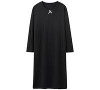 MBACODAI Kleid Damen Nachthemden Lose Größe 4XL Kleid Nachtwäsche Nachthemd Langarm Pijamas Dessous (Color : Schwarz, Size : 4XL for 90-100kg)