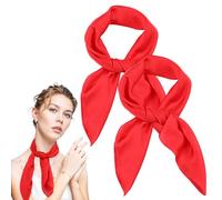 MBAIYO 2 Stück Damen Seidentuch Rot, Leichte Elegante Seidenschal 70 x 70cm Silk Scarf Weich Quadratisch Schals Einfarbiger Satin Kopftuch Bandana Halstuch Tuch Schal Geschenk für Frauen