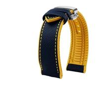MBUIOPJ 20 mm 22 mm 23 mm 24 mm wasserdichtes Nylon-Gummi-Uhrenarmband, kompatibel mit Breitling Citizen Tissot IWC Omega-Armband, gelbes Silikon-Armband(Blue yellow S,22mm)
