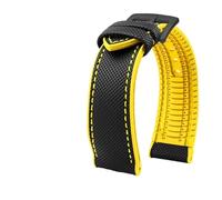MBUIOPJ 20 mm 22 mm 23 mm 24 mm wasserdichtes Nylon-Gummi-Uhrenarmband, kompatibel mit Breitling Citizen Tissot IWC Omega-Armband, gelbes Silikon-Armband(Black yellow-B pin,23mm)