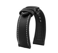 MBUIOPJ 20 mm 22 mm 23 mm 24 mm wasserdichtes Nylon-Gummi-Uhrenarmband, kompatibel mit Breitling Citizen Tissot IWC Omega-Armband, gelbes Silikon-Armband(Black white-B,22mm)